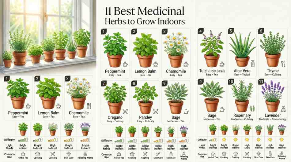 11 best medicinal herbs to grow indoors