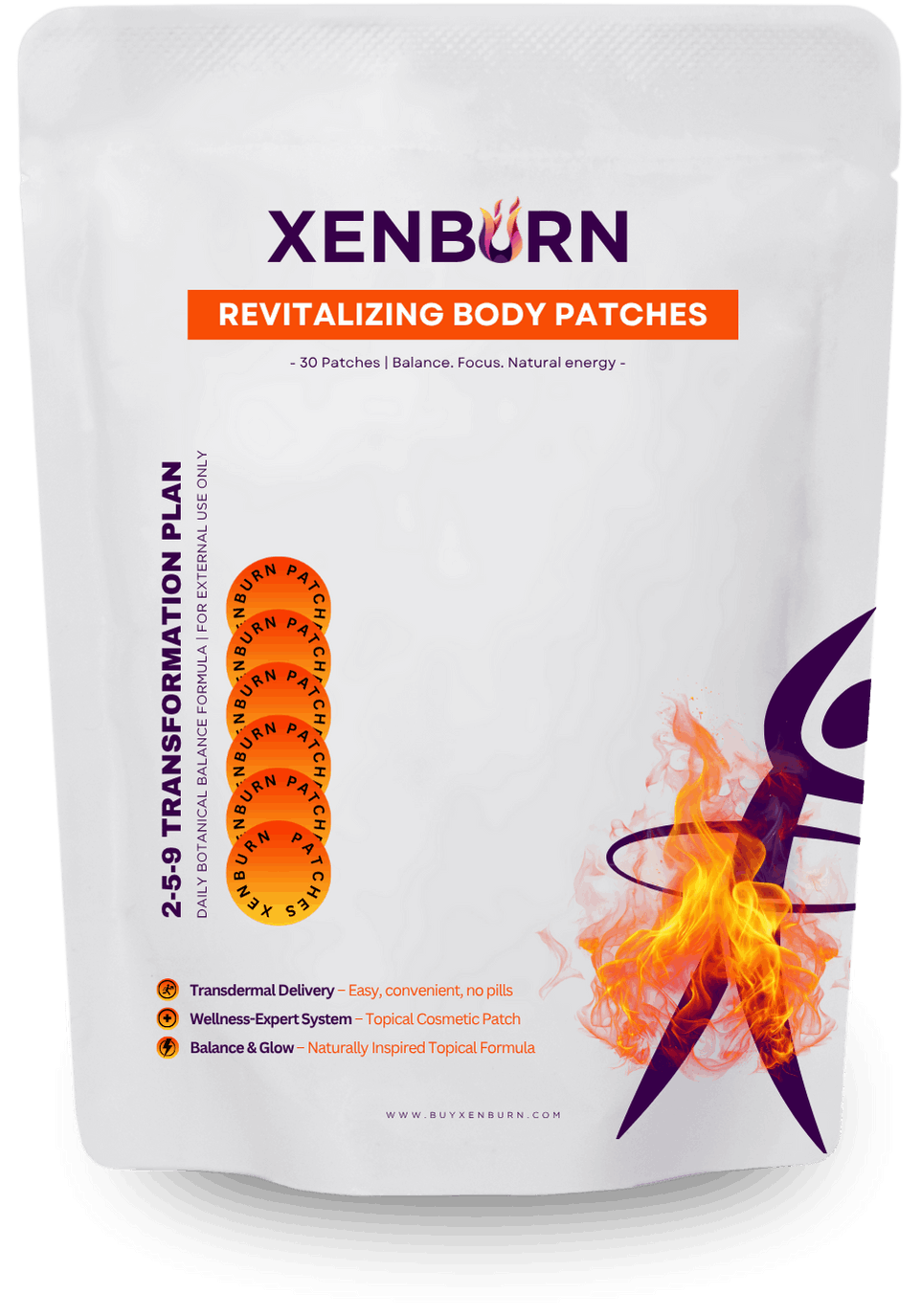 XenBurn topical wellness patch pouch